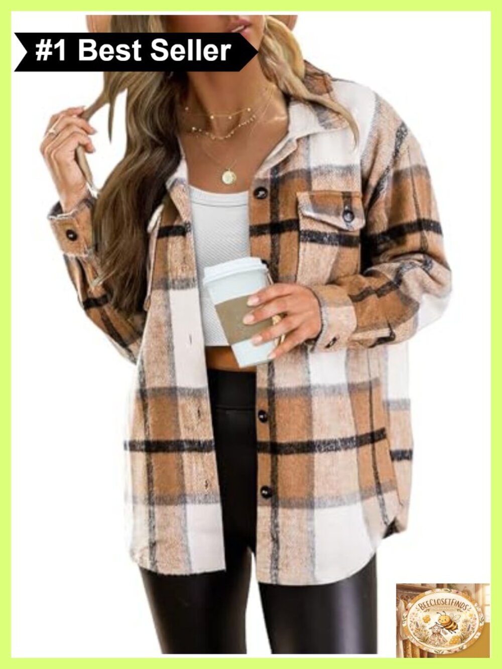 AUTOMET Women's Plaid Flannel Shacket Button Down Shirt